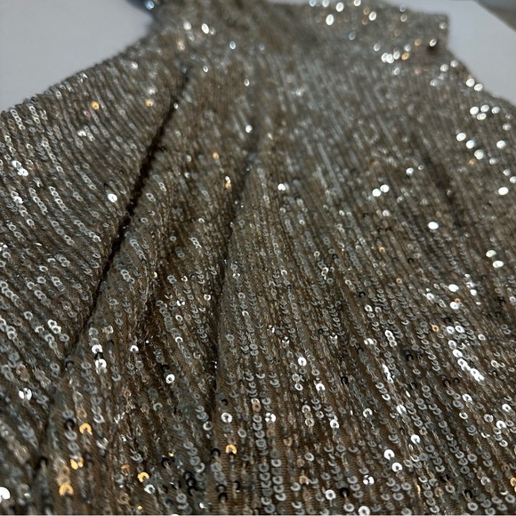 Lulus XS Gold Sequin Fit & Flare Mini Dress Sparkly Party Cocktail - Picture 5 of 16